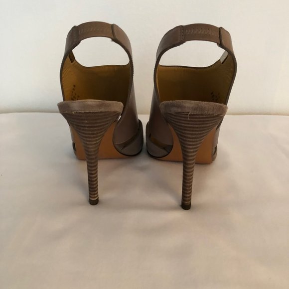 Coach Taupe Leather & Suede Stiletto Booties - Picture 2 of 8